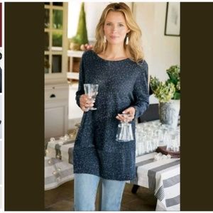 Soft Surroundings Eudora Twinkle Sweater Cold-Shoulder Sz M